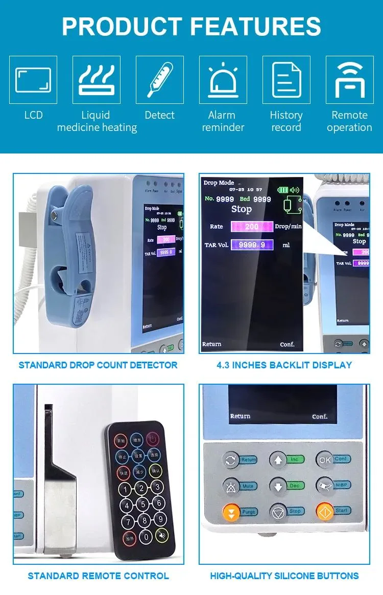 4.3 Inch Portable Infusion Pump Hospital for Sale High-Precision Injection Syringe Infusion Pump