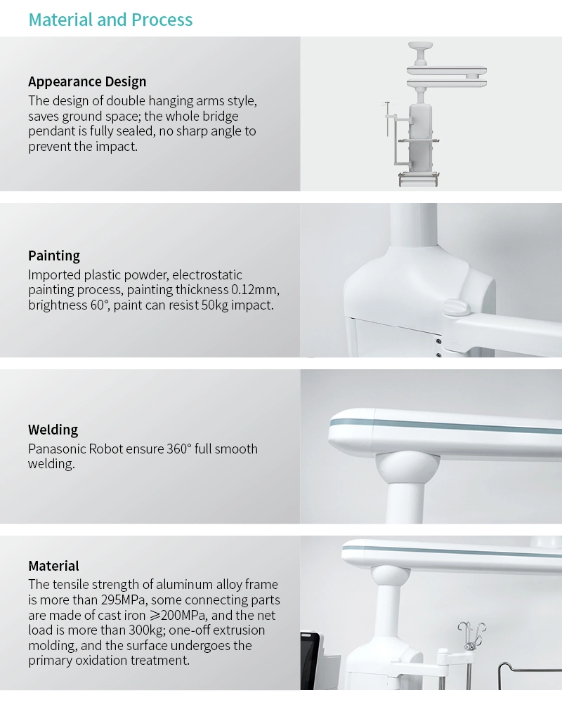 Sk-PT003 Saikang Hospital Operating ICU Romm Furniture Aluminum Double Arms Medical Bridge Ceiling Pendant