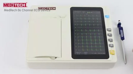 Máquina de monitor de electrocardiograma ECG de 12 derivaciones de canal 6 portátil digital aprobada por CE