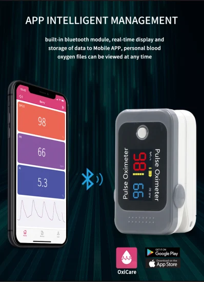 Oxímetro de pulso Bluetooth Bm1000c con LED digital médico portátil SpO2 Oxímetro de pulso Ce y FDA